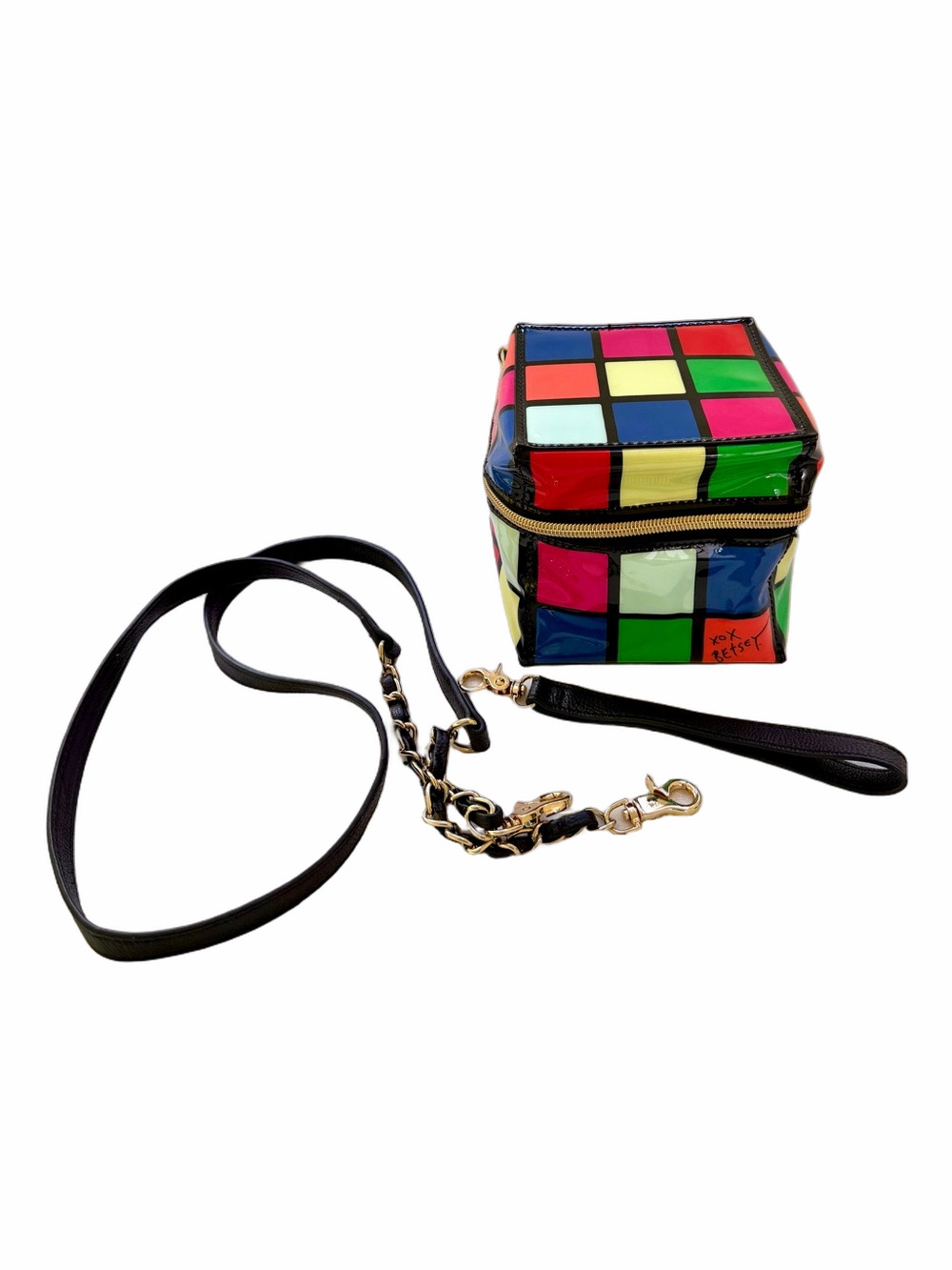 Betsey Johnson Rubiks Cube Multicolor Wristlet Crossbody Purse Mini Bag Rare EUC - Picture 3 of 15
